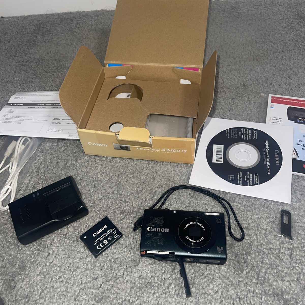 Canon PowerShot A3400 IS 16.0MP Digital Camera - Black for sale