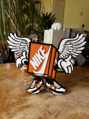 3D Nike Winged Shoe Box Character Display - Sneaker Art Collectible Sign.