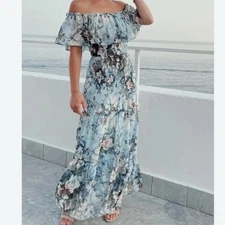 Baltic Born Women's Amalfi Smocked Tiered Maxi Dress Size XL