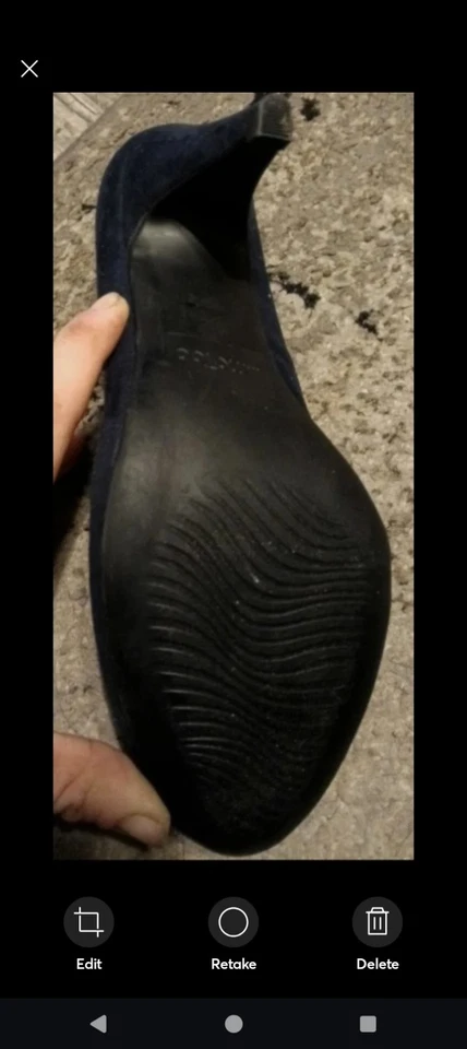 黑色麂皮绒鞋,PUMPS,楔形,“ME TOO”品牌。  9M 码  二手状况完好 — 第 4/4 张图片