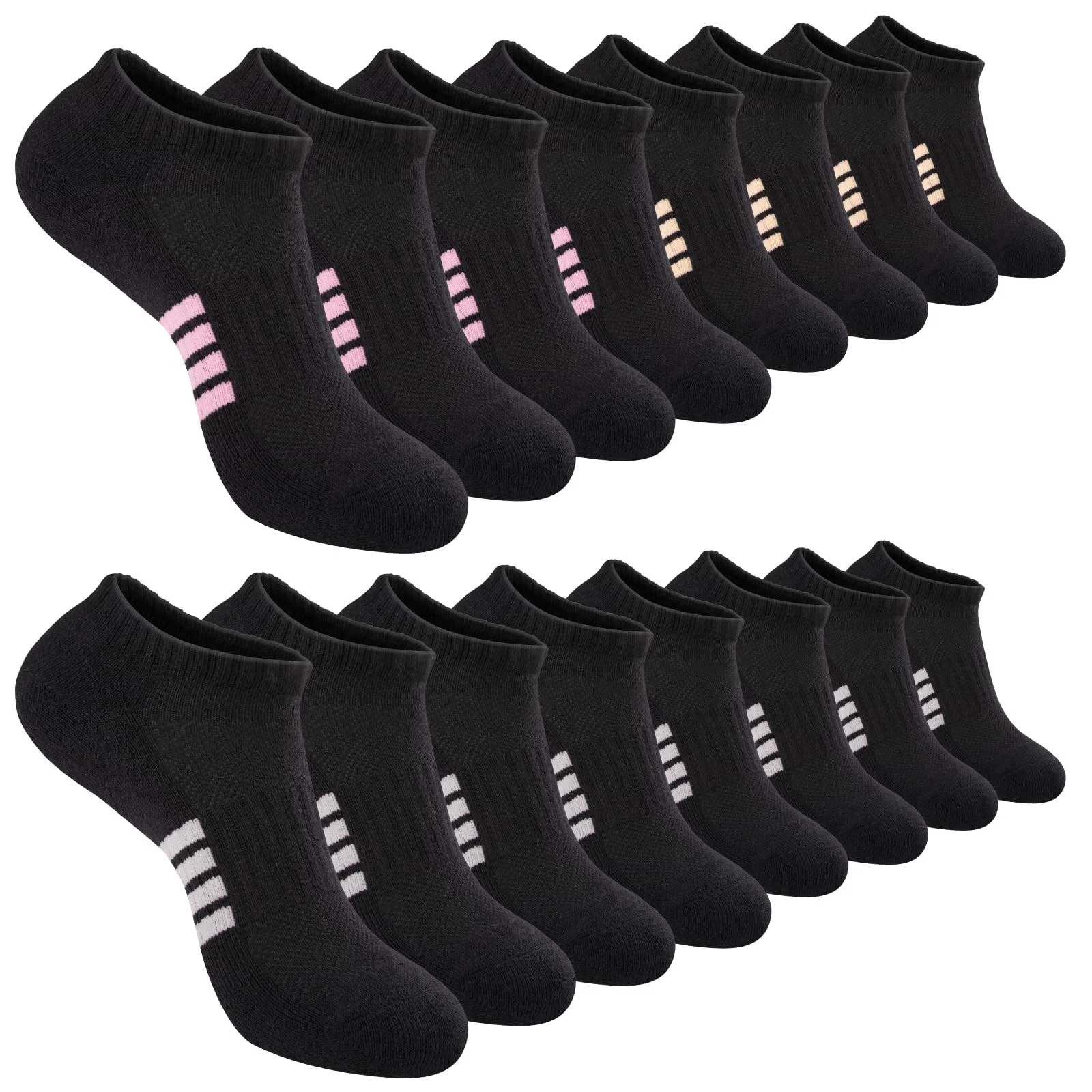 8 Pairs Ankle Socks for Women Running Athletic Cotton Low Cut Socks Cushioned