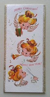 Angel musicans embossed vintage Christmas greeting card ZZ20