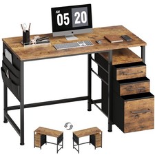            Small Desk with Drawers, 40 inch Computer Desk with Shelves, Writing ...