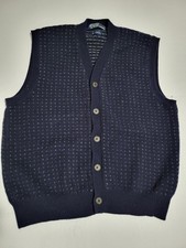  12 VTG Polo Ralph Lauren Sweater Vest Men L Blue 100 Lambs Wool Button Down