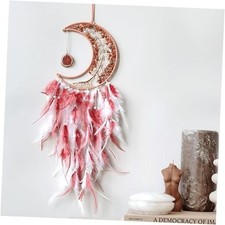 Moon Dream Catchers with Chakra Gemstone Agate Stone, Crystal Tree Life Red
