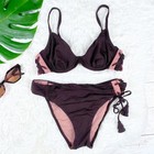 NEW Size 8 La Perla Brown Lace Up Side Tie Tassel Underwire Ruched Bikini