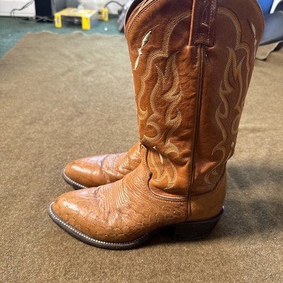 Tony Lama CZ872 Mens 7 D Boots Exotic Ostrich Collection Brown  Vintage Leather