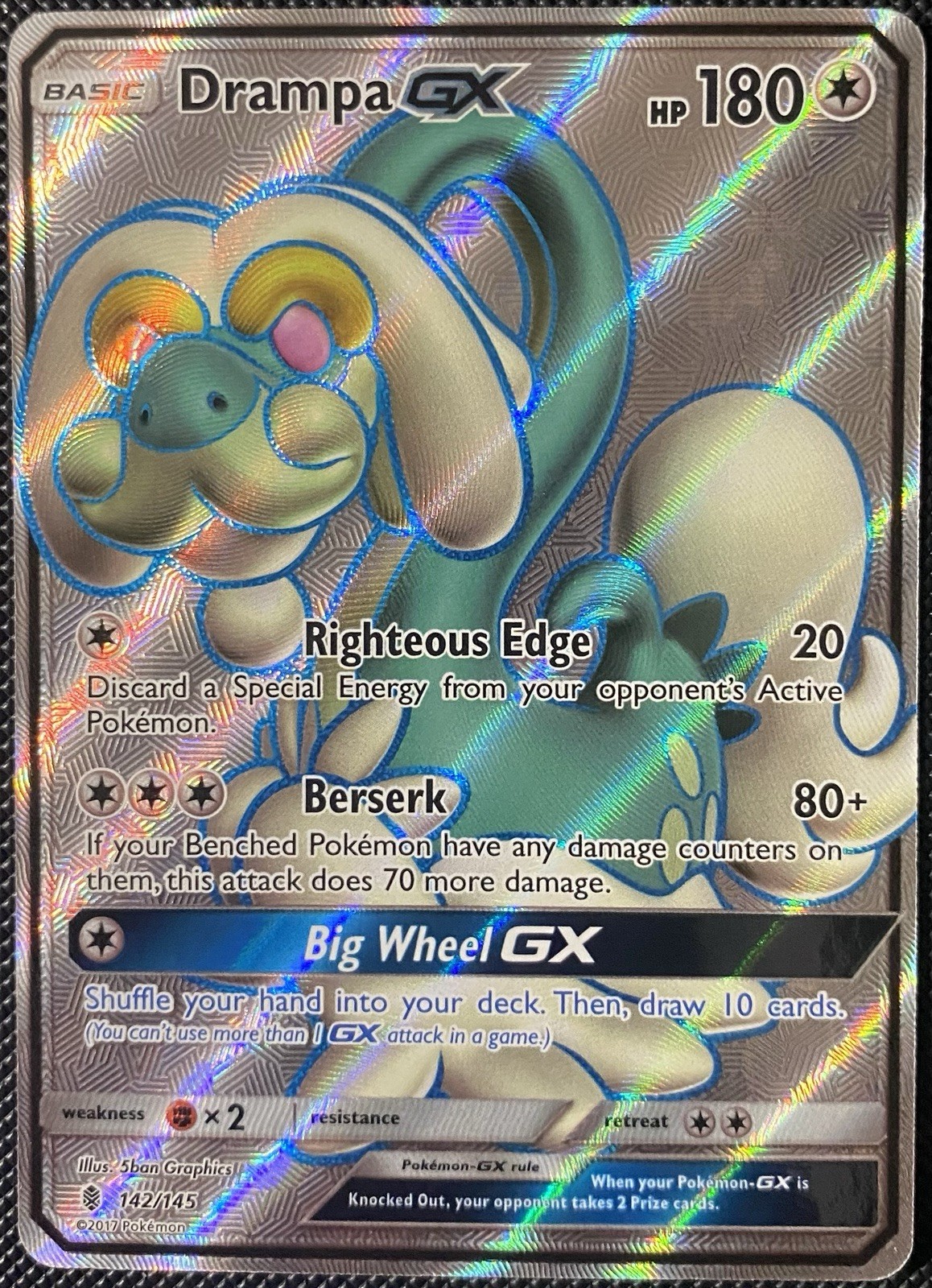 Drampa GX (Full Art) 142/145 Sm-Guardians Rising Holo - Pokémon Card