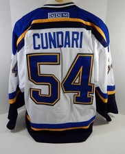 St. Louis Blues Mark Cundari #54 Game Issued White Jersey Traverse City DP12288
