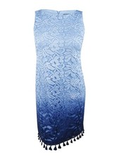 Jessica Howard Women's Lace-Ombre Tassel Dress (10, Blue)