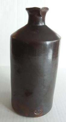 Doulton Lambeth Antique Ink Bottle Salt-glazed Stoneware 8'' Dark Brown