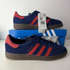 Adidas Munchen Men's Suede Shoes Size UK 9.5 in Dark Blue Red Gum JR6319