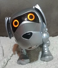 Manley Toy Quest interactive silver "robot" dog , eyes light up, walks, & barks