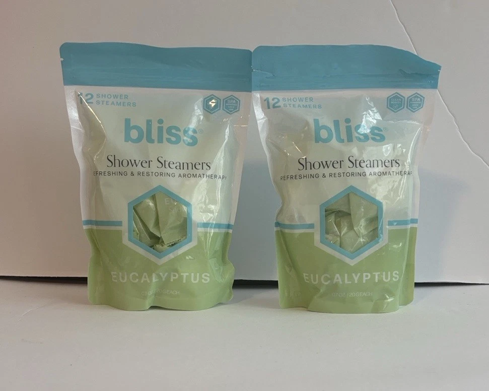 Bliss Eucalyptus Shower Steamers 2 Pack- 12 Per Bag - Spa Inspired Aromatherapy