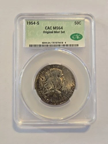 1954-S Franklin Half Dollar CAC MS-64 Original Mint Set IN