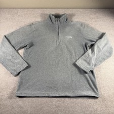 The North Face Sweater Mens Small Gray TKA 100 Quarter Zip Fleece Pullover Logo