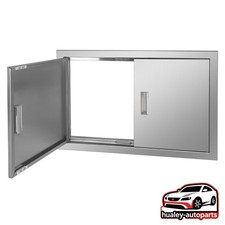 28Wx19H Inch Double Outdoor Kitchen Stainless Steel Flush Mount BBQ Access Door