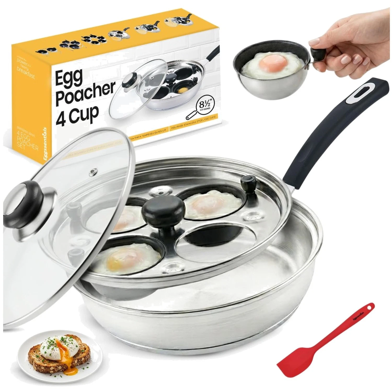 Stainless Steel Egg Cooker with Spatula