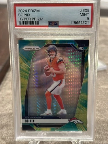 2024 Panini Hyper Prizm #309 Bo Nix Broncos RC Rookie / 180 PSA 9 MINT