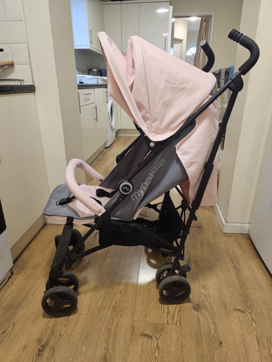 My Babiie MB02 Plus Lightweight Stroller Pink and Grey Grade A