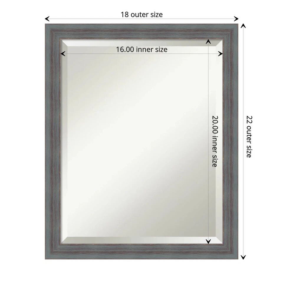 Beveled Wood Wall Mirror - Dixie Grey Rustic Frame Dixie Blue Grey Rustic Outer - Image 4 of 4