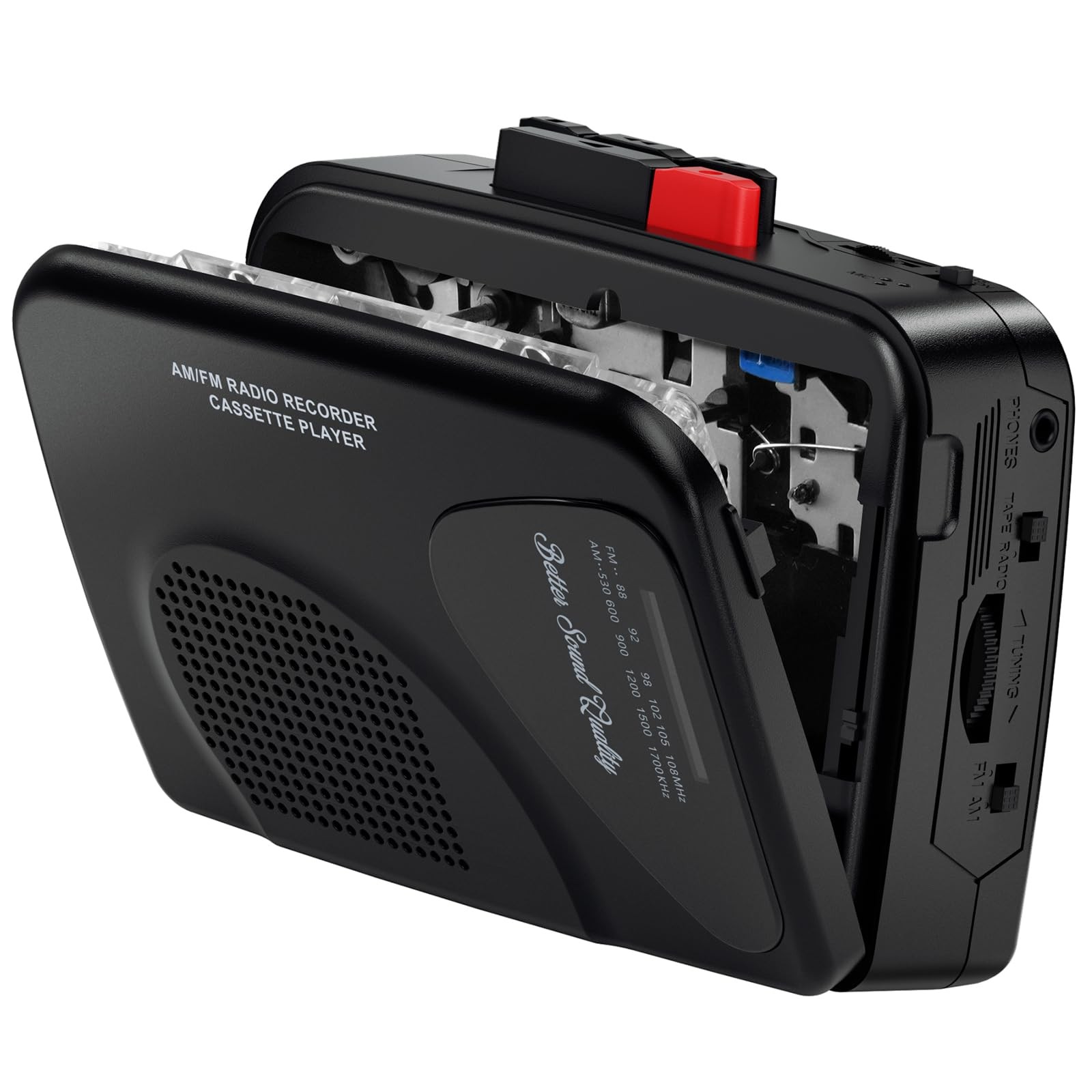 Cassette Player Tape Recorders AM/FM Radio, Portable Black 
