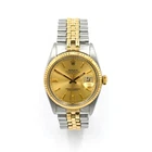 VINTAGE ROLEX 16013 DATEJUST AUTOMATIC WRISTWATCH 14K GOLD STAINLESS SERVICE BOX