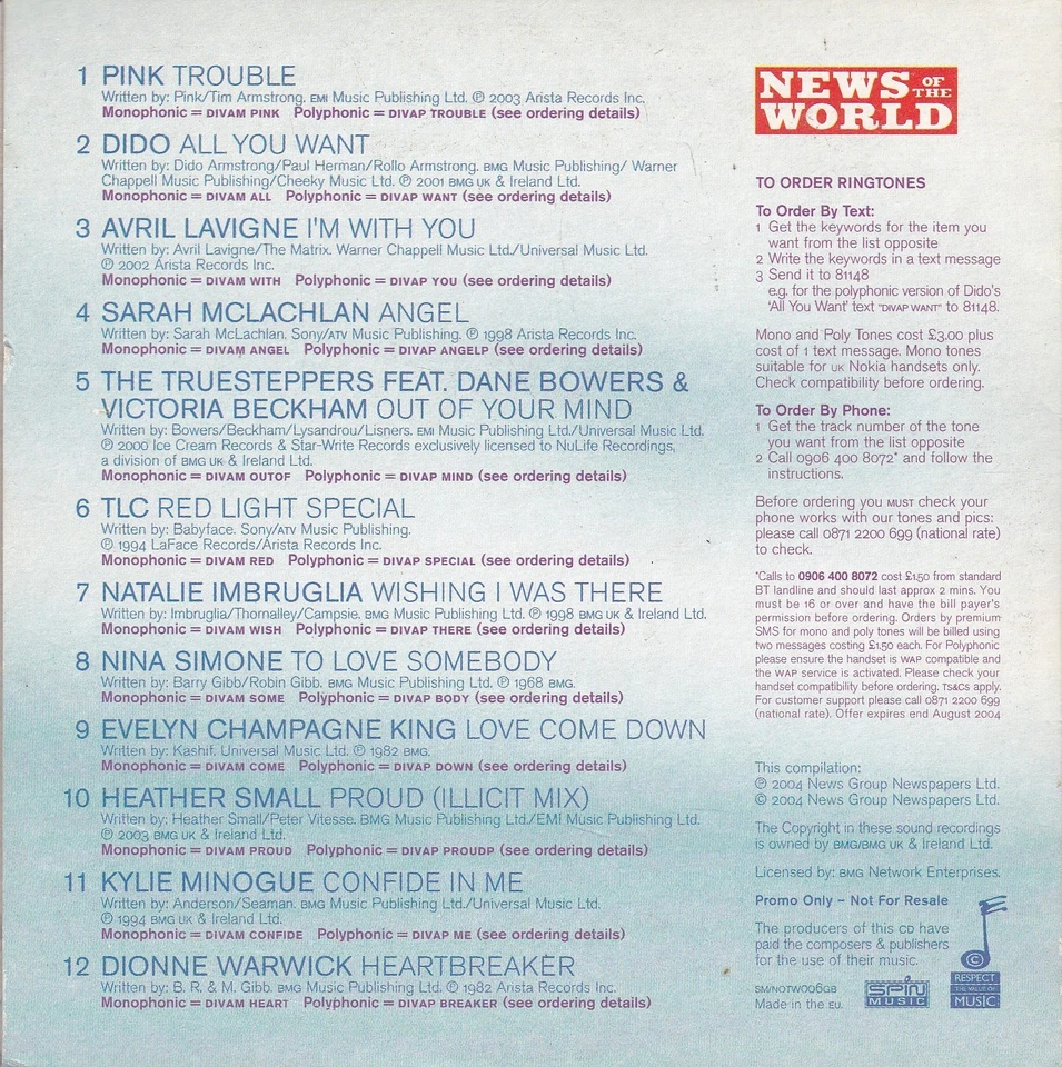 DIVAS ( NEWS OF THE WORLD Newspaper CD ) - Bild 2 von 3