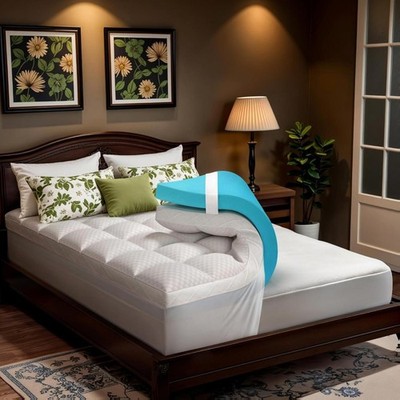 Dual Layer Memory Foam Mattress Topper for Pain Relief with 2X Support, 2'' Fluff