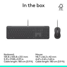 Logitech Signature Slim MK625 Wired Keyboard and Mouse Combo for Business -Black