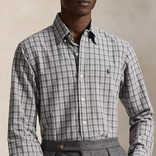 Polo Ralph Lauren Men's SZ S Classic Fit Performance Plaid Oxford Shirt Gray