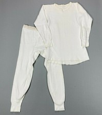 Vintage Mens L Long Johns Underwear White Combed Cotton Size L JCPenney 2 PC