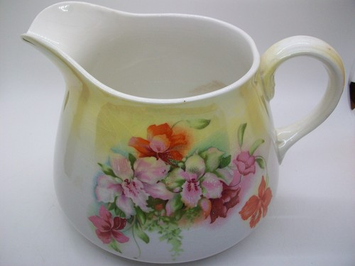 Homer Laughlin Genesee Pitcher Jug Painted Multicolor ORCHIDS Antique 1934 - Picture 6 of 6