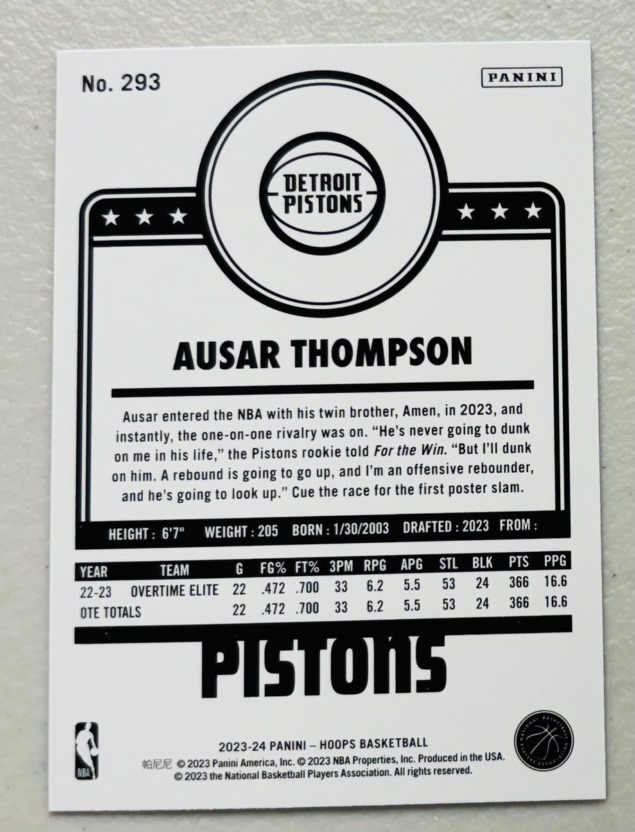 その他 Ausar Thompson Hoops Rookie Card  auto Ausar Thompson 2023-24 Panini NBA Hoops Tribute Rookie Card