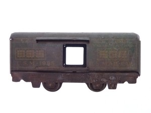 Marx-Prewar-litho-frame-O-Gauge-Train-green-1935-U-S-Mail-Car-Missing-doors