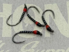 4ea. Black and Red Buzzers Size #8. Excellent still water pattern.