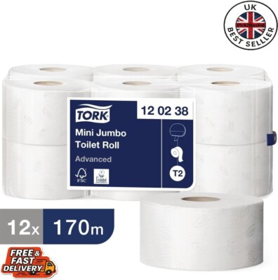 Tork T2 Mini Soft Jumbo Basic White Paper 2-lagig Toilettenpapierrollen 12 x 170 m