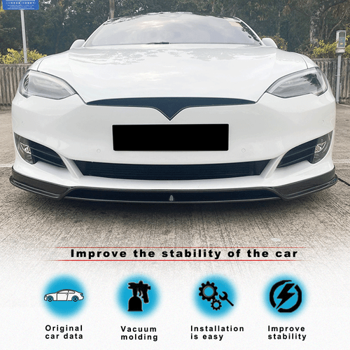 Fit For Tesla Model S 2016-2020 Real Carbon Fiber Front Bumper Lip Chin Spoiler - Picture 2 of 13