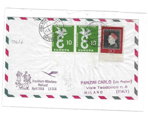 POSTAL HISTORY - 1959 GERMANY FLIGHT FRANKFURT / MONK B/6797