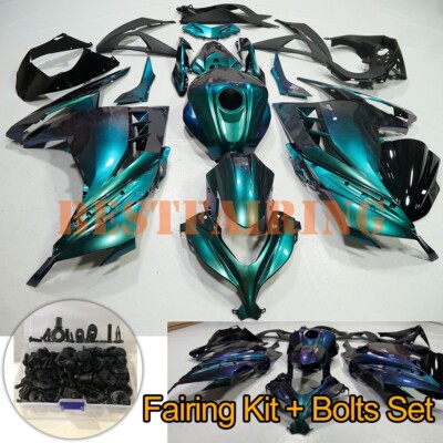 Blue Green Chameleon Fairing Kit +Tank +Bolts For Kawasaki Ninja 300 2013-2017