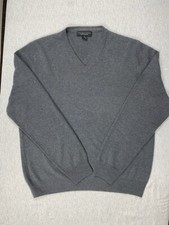 Bloomingdales Mens 2-Ply Cashmere V-Neck Sweater XL Gray Knitwear
