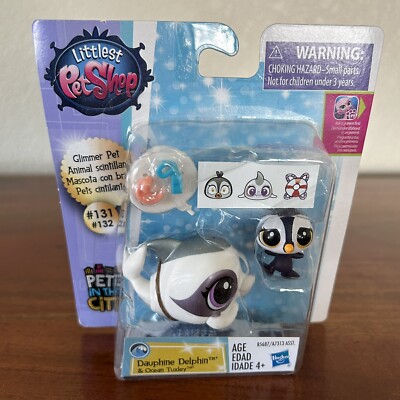 Littlest Pet Shop #131 Dauphine Delphin #132 Ocean Tuxley Pets in the City NEW