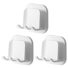 3PCS Wall-mounted Toiletries Racks Toothbrush Holders Tooth Cup Hangers White