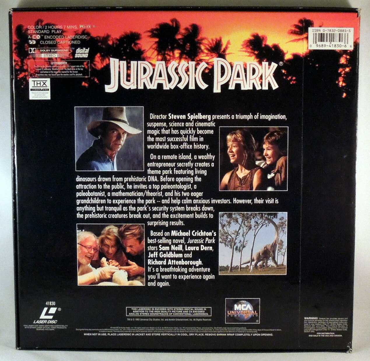 =JURASSIC PARK LaserDisc Universal City 1993 Sam Neill 41830 eBay