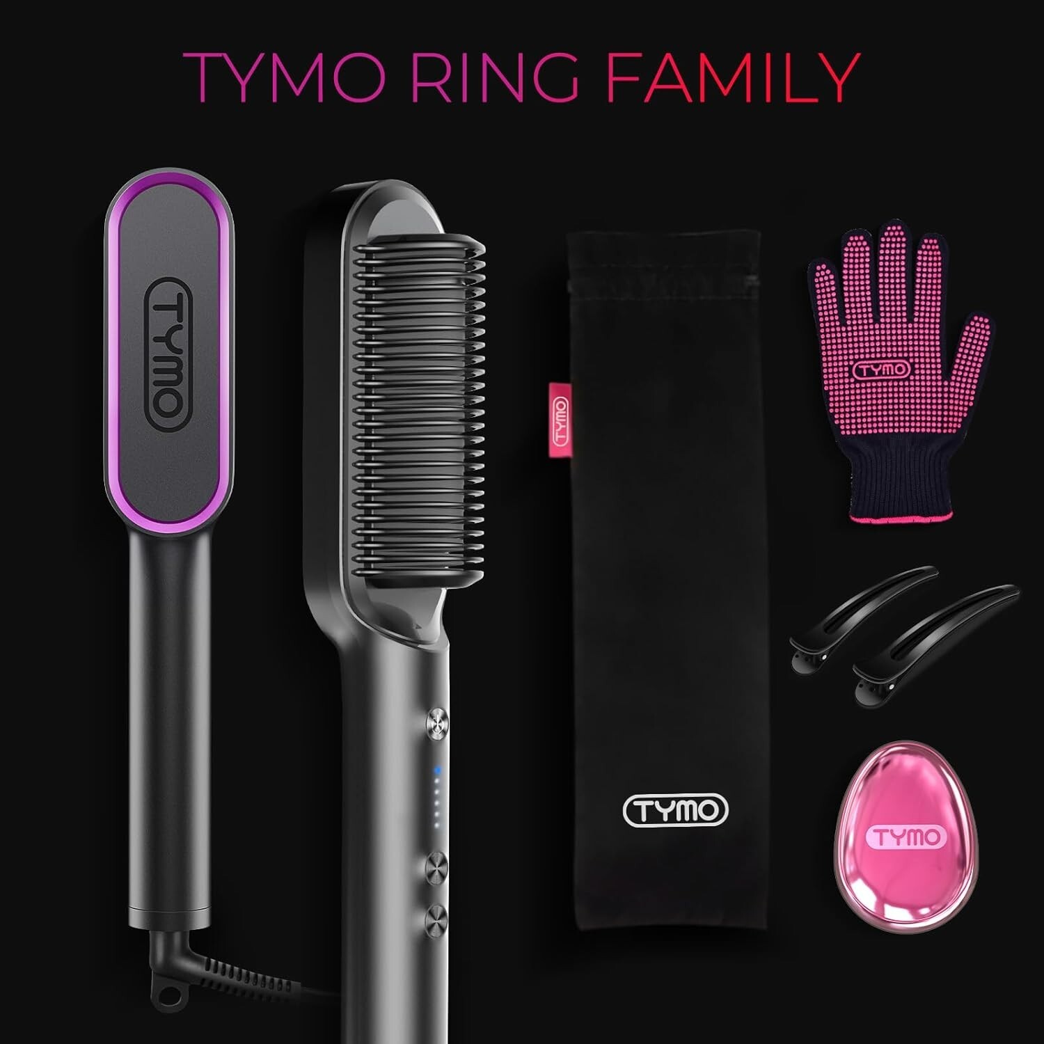 Hair Straightener Brush - Comb & Flat Iron in One, 5 Heat Settings