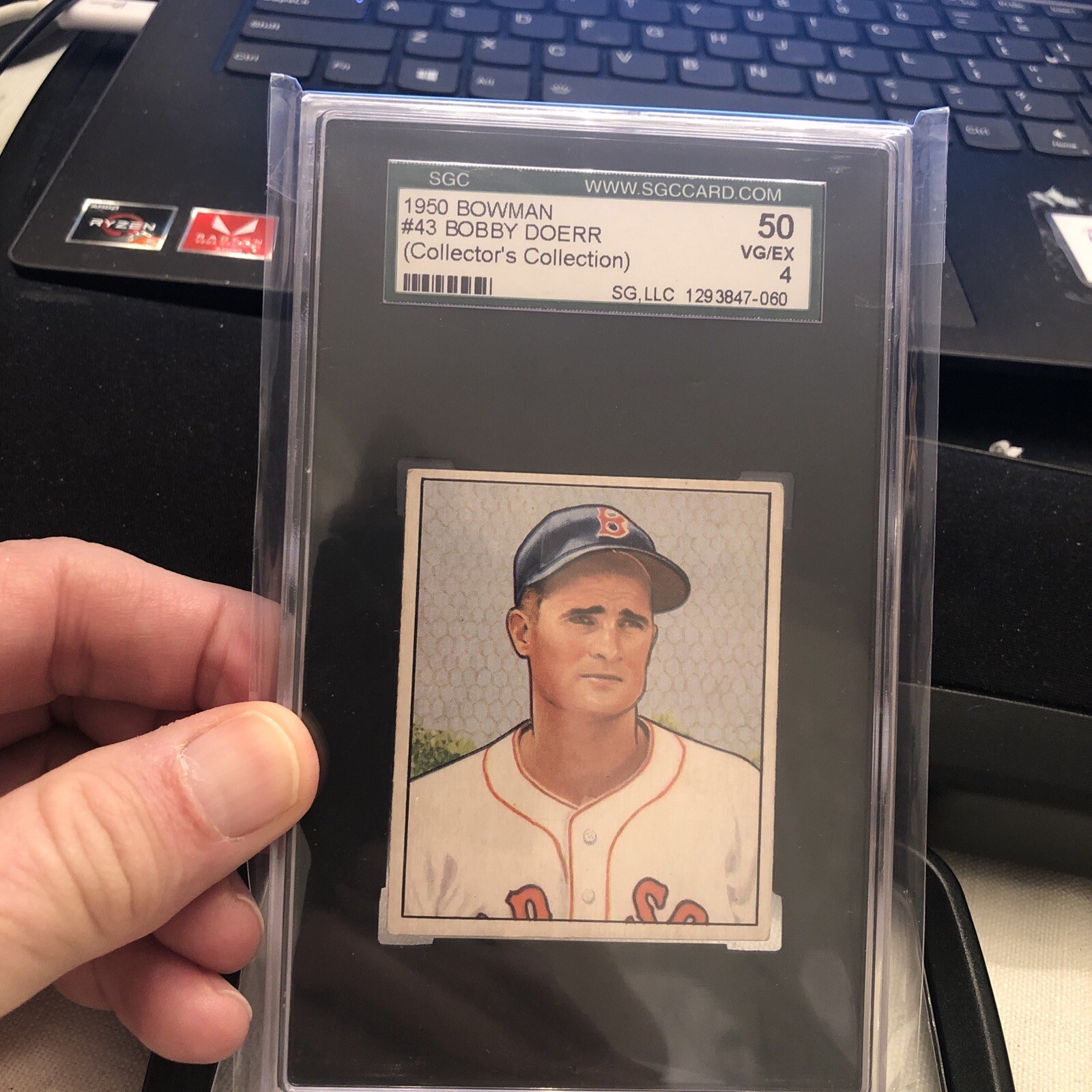 1950 Bowman Bobby Doerr #43 (Collector’s Collection) SGC 4 VG EX Boston Red Sox