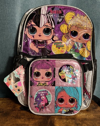 NWT! LOL SURPRISE - Large 16" Backpack + Insulated Lunch Box Rockstars!