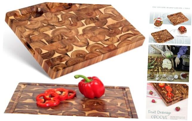 Cutting Board (17x13x1,5in) End Grain Cutting Board, Acacia 17x13x1.5 inch-image