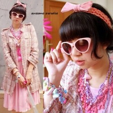 A372 ZARA WOMAN FANTASY TWEED PINK LONG GOLD BUTTONS COAT BLAZER JACKET - L