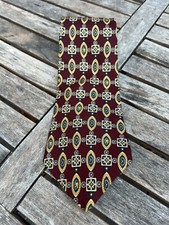 Tommy Hilfiger Men's Tie 100% Silk Multicolor Red Blue Geometric Made in USA